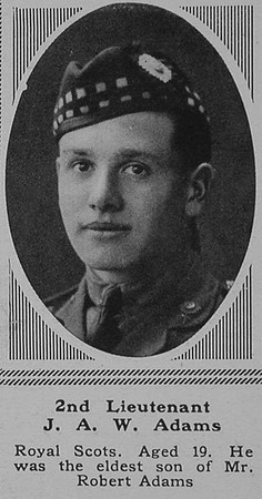 Adams J A W 2nd Lt 9th Royal Scots The Sphere 23rd June 1917