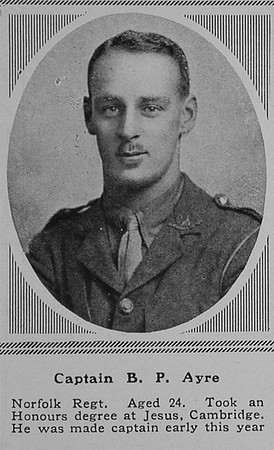 Ayre B P Captain 8th Norfolk Regiment The Sphere 26th Aug 1916