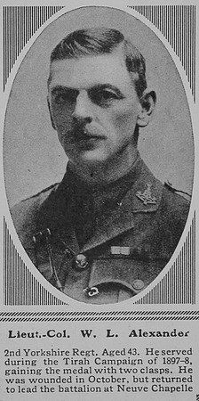 Alexander W L Lt Col 2nd Yorkshire Regiment The Sphere 3rd Jul 1915