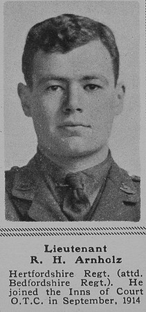 Arnholz R H Lt 1st Herts Regt The Sphere 26th Oct 1918
