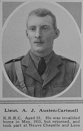 Austen-Cartmell A J Lt 1st King's Royal Rifle Corps The Sphere 29th July 1916