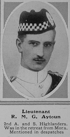 Aytoun R M G Lt 2nd A & S Highlanders The Sphere 5th Feb 1916