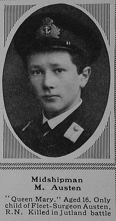 Austen M Midshipman H.M.S. Queen Mary Royal Navy The Sphere 23rd Sep 1916