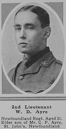 Ayre W D 2nd Lt 1st Newfoundland Regiment The Sphere 26th Aug 1916