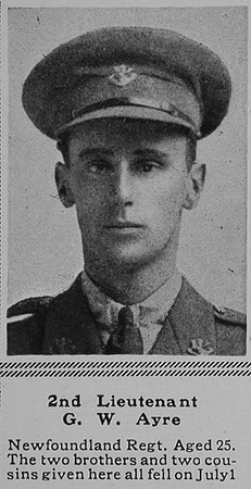Ayre G W 2nd Lt Newfoundland Regiment The Sphere 26th Aug 1916
