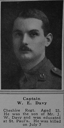 Davy W E Captain 13th Cheshire Regiment The Sphere 23rd Dec 1916