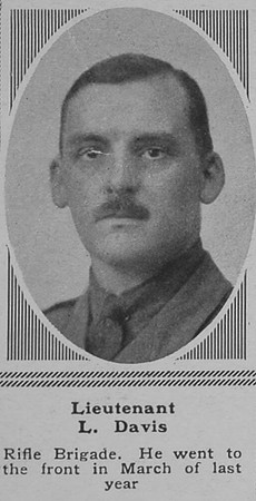 Davis L Lt Rifle Brigade The Sphere 4th Aug 1917