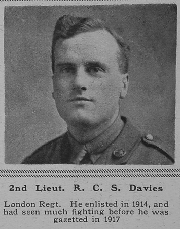Davies R C S 2nd Lt 17th London Regt The Sphere 22nd June 1918