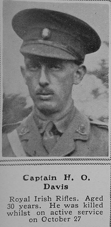Davis H O Captain Royal Irish Rifles The Sphere 28th Nov 1914