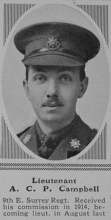 Campbell A C P Lt 9th East Surrey Regt The Sphere 23rd Oct 1915