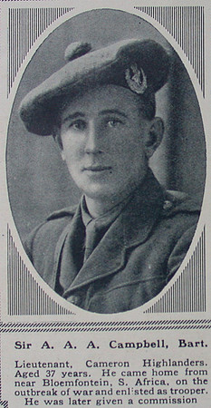 Campbell A A A Lt Sir Cameron Highlanders The Sphere 1st July 1916
