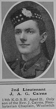 Cairns J A G 2nd Lt 4th KOSB The Sphere 12th Feb 1916