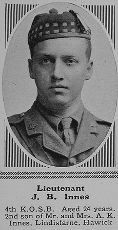 Innes J B Lt 4th Kings Own Scottish Borderers The Sphere 28th Aug 1915