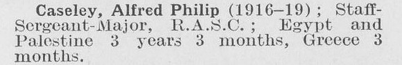 Caseley A P Staff Sergt Maj Army Service Corps