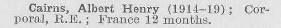 Cairns A H Cpl Royal Engineers (LCC Chief Engineers Department Central Office)