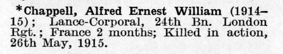 Chappell A E W LCpl 24th London Regiment