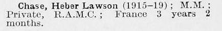 Chase H L Pte MM Royal Army Medical Corps