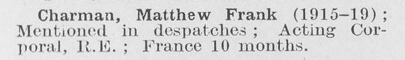 Charman M F Cpl Royal Engineers