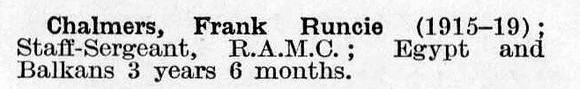 Chalmers F R Staff Sergt Royal Army Medical Corps LCC Department Crossness Outfall Works
