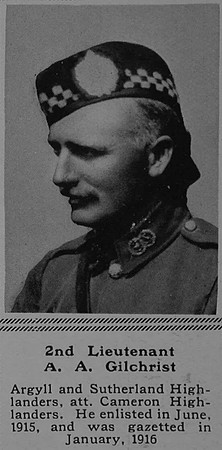 Gilchrist A A 2nd Lt Argyll and Sutherland Highlanders Attd 1st Cameron Highlanders The Sphere 2nd Dec 1916