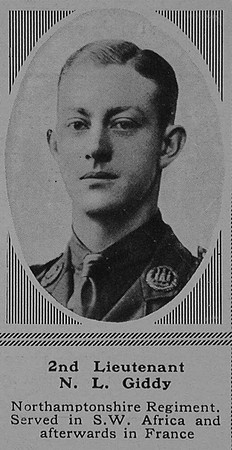Giddy N L 2nd Lt 1st Northamptonshire Regiment