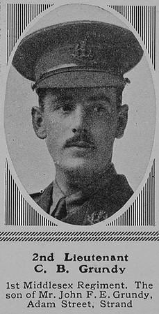 Grundy C B 2nd Lt 1st Middx Regt The Sphere 12th Feb 1916