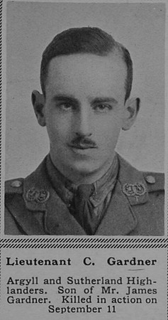 Gardner C Lt 6th Argyll and Sutherland Highlanders The Sphere 25th Nov 1916