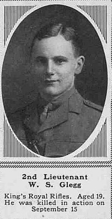 Glegg W S 2nd Lt 6th Attd 9th Kings Royal Rifle Corps The Sphere 20th Jan 1917