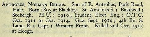 Antrobus N B Captain 4th South Lancs Regiment