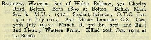 Balshaw W 2nd Lt 2nd Manchester Regiment