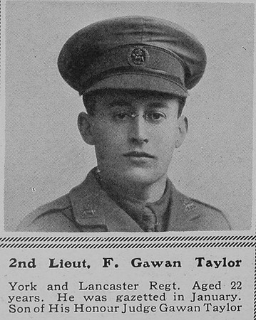 Gawan-Taylor F 2nd Lt 2nd York & Lancs Regt The Sphere 2nd Oct 1915
