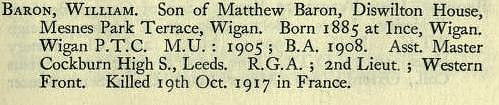 Baron W 2nd Lt Royal Garrison Artillery