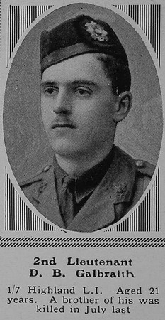 Galbraith D B 2nd Lt 7th HLI The Sphere 25th Sep 1915