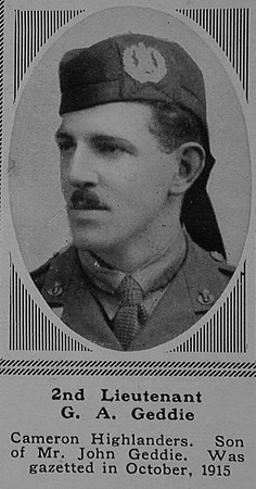 Geddie G A 2nd Lt 4th Cameron Highlanders The Sphere 18th Nov 1916