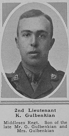Gulbenkian K 2nd Lt Middlesex Regt The Sphere 29th Dec 1917