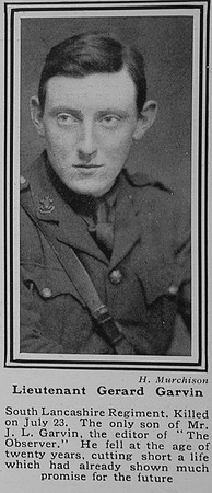 Garvin G Captain 7th South Lancashire Regiment The Sphere 12th Aug 1916
