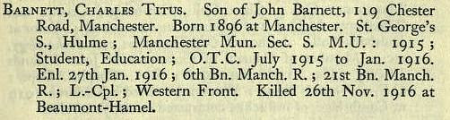 Barnett C T L/Cpl 21st Manchester Regiment