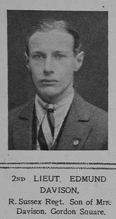 Davison E 2nd Lt Royal Sussex Regiment The Illustrated London News 27th Oct 1917