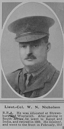 Nicholson W N Lt Col Royal Field Artillery The Sphere 20th Oct 1917
