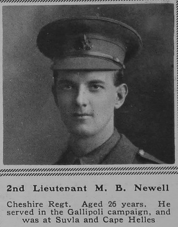 Newell M B 2nd Lt 14th Cheshire Regt The Sphere 20th May 1916