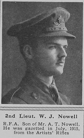 Nowell W J 2nd Lt RFA The Sphere 14th July 1917
