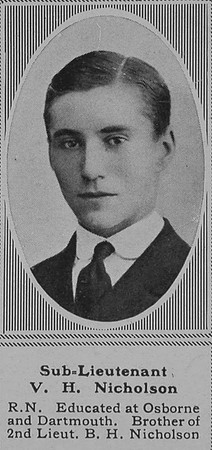 Nicholson V H Sub Lt HMS Recruit Royal Navy The Sphere 7th Dec 1918