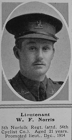 Norris W F Lt 5th Norfolk Regt The Sphere 2nd Oct 1915
