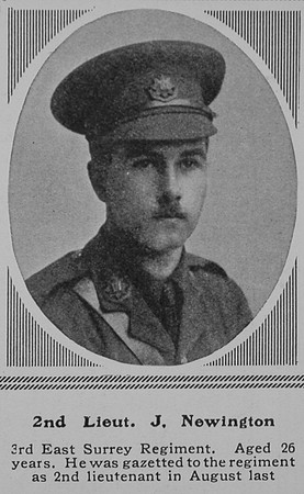 Newington J 2nd Lt East Surrey Regiment The Sphere 3rd Jul 1915