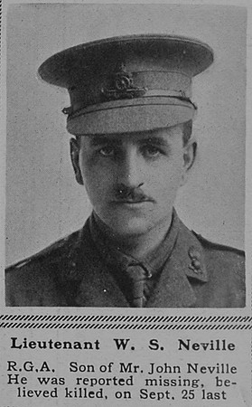 Neville W S Lt Royal Garrison Artillery The Sphere 6th Jan 1917