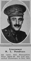 Needham R L Lt 4th Hampshire Regiment The Sphere 8th Apr 1916