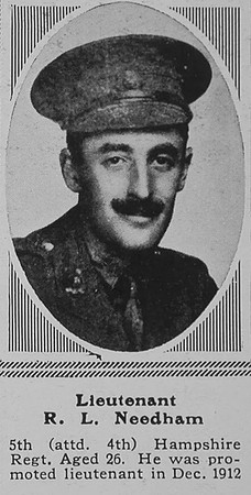 Needham R L Lt 4th Hampshire Regiment The Sphere 8th Apr 1916