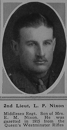 Nixon L P 2nd Lt 23rd Middlesex Regiment The Sphere 25th Nov 1916