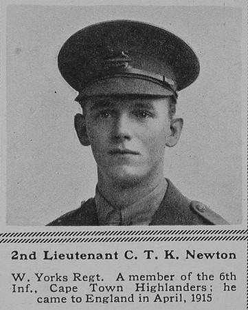 Newton C T K 2nd Lt 1st West Yorkshire Regiment (Prince of Wales's Own) The Sphere 12th Aug 1916