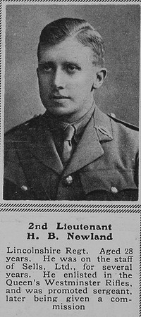 Newland H B 2nd Lt 4th Lincs Regt The Sphere 29th Apr 1916